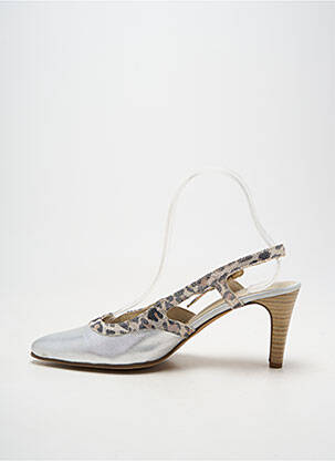 Escarpins tissage satiné talon de 7 à 9cm argent J.METAYER femme