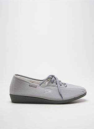 Chaussons/pantoufles fermeture lacets talon plat jusqu'à 3cm gris SEMELFLEX femme