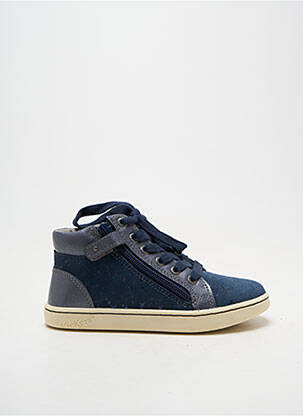 Bottines/boots tissage satiné bout rond bleu KICKERS fille