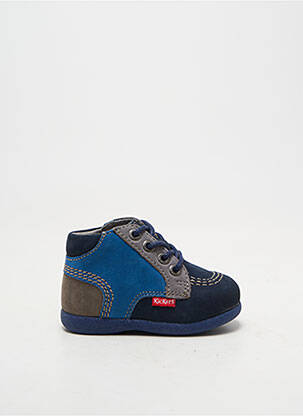 Bottillons fermeture lacets bout rond bleu KICKERS garçon