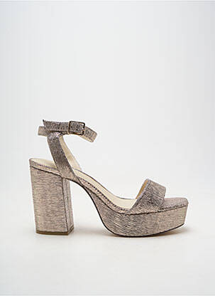 Sandales/nu pieds semi compensé talon haut de 10cm et plus or CAFE NOIR femme