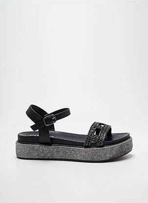 Sandales/nu pieds tissage satiné talon de 4 à 6cm noir CAFE NOIR femme
