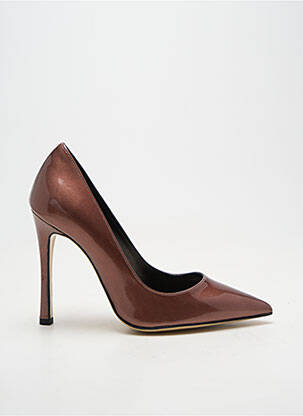Escarpins matière lisse talon haut de 10cm et plus marron GIANCARLO femme