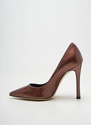 Escarpins matière lisse talon haut de 10cm et plus marron GIANCARLO femme