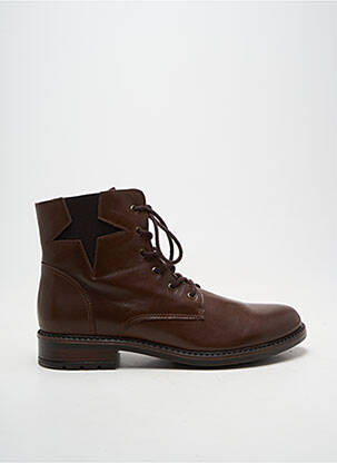 Bottines/boots tissage satiné talon plat jusqu'à 3cm marron BELLAMY femme