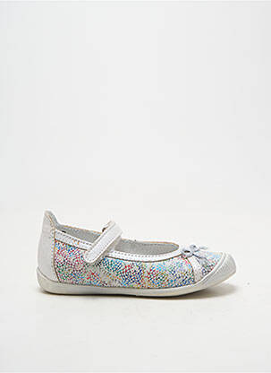 Ballerines tissage satiné bout rond argent LITTLE MARY fille