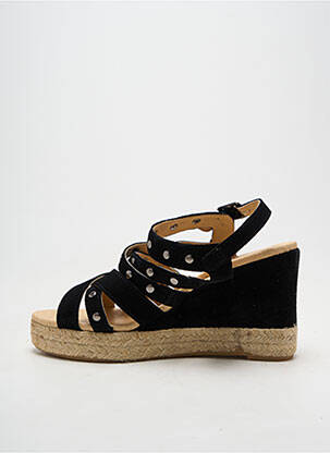 Espadrilles tissage satiné talon de 7 à 9cm noir MKD femme
