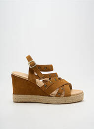 Espadrilles tissage satiné talon de 7 à 9cm marron MKD femme