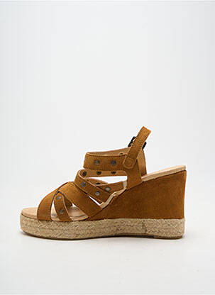 Espadrilles tissage satiné talon de 7 à 9cm marron MKD femme