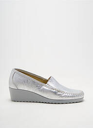 Mocassins tissage satiné talon de 4 à 6cm argent BOISSY femme