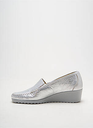 Mocassins tissage satiné talon de 4 à 6cm argent BOISSY femme