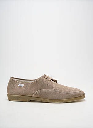 Chaussons/pantoufles fermeture lacets bout rond beige LA MAISON DE L'ESPADRILLE homme