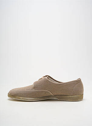 Chaussons/pantoufles fermeture lacets bout rond beige LA MAISON DE L'ESPADRILLE homme