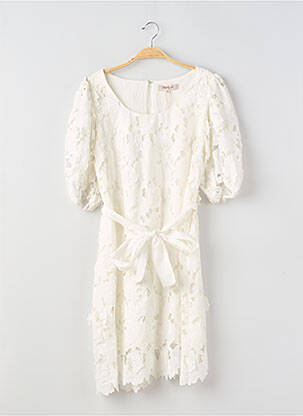 Robe mi-longue fermeture zippée au dos manches courtes blanc DERHY femme