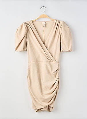 Robe courte manches courtes manches courtes beige H&M femme