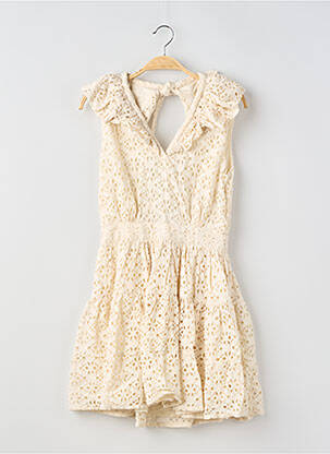 Robe courte manches courtes manches courtes beige STELLA & SUZIE femme