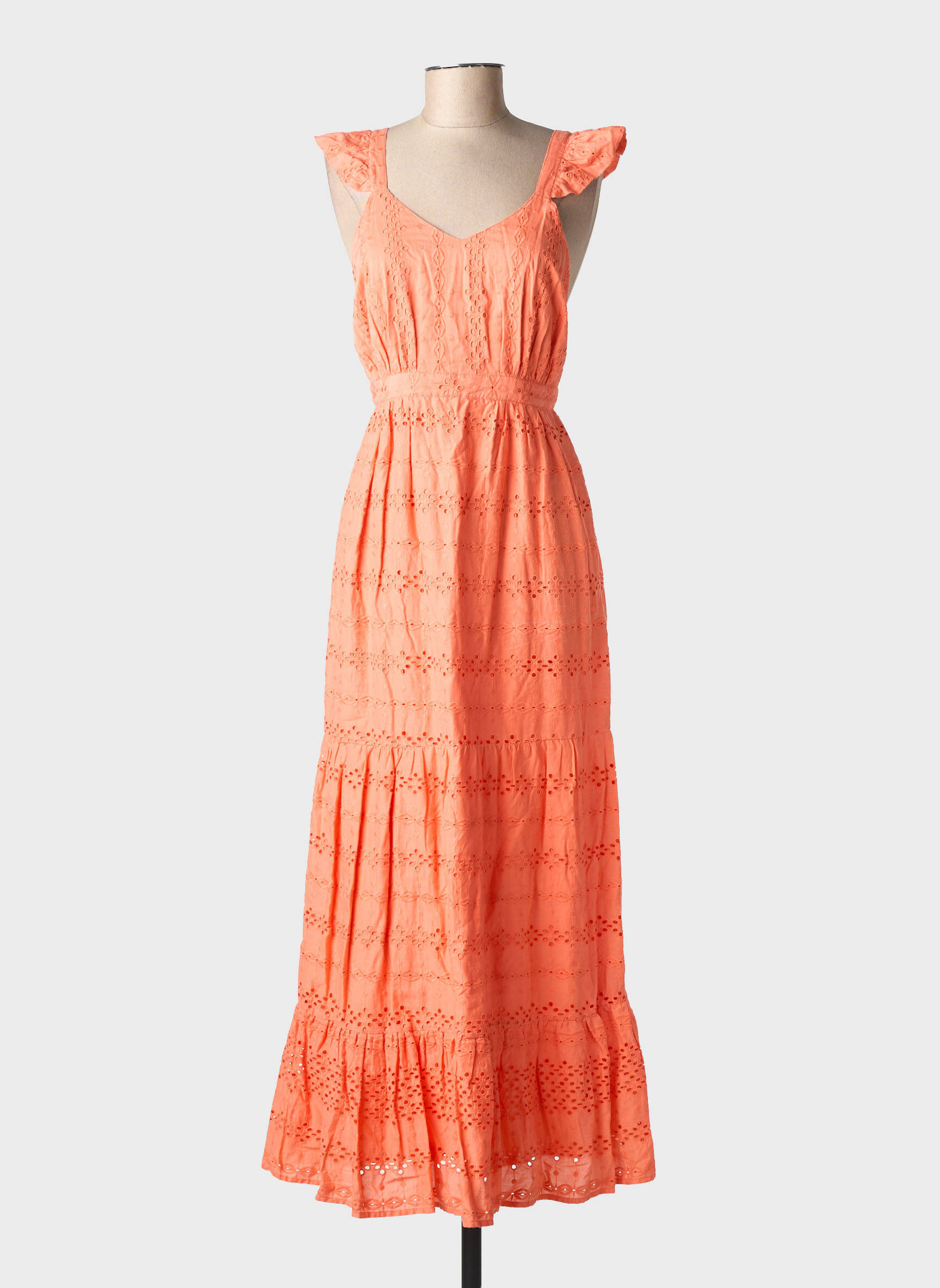Robe longue sans manche sans manche orange STELLA & SUZIE femme