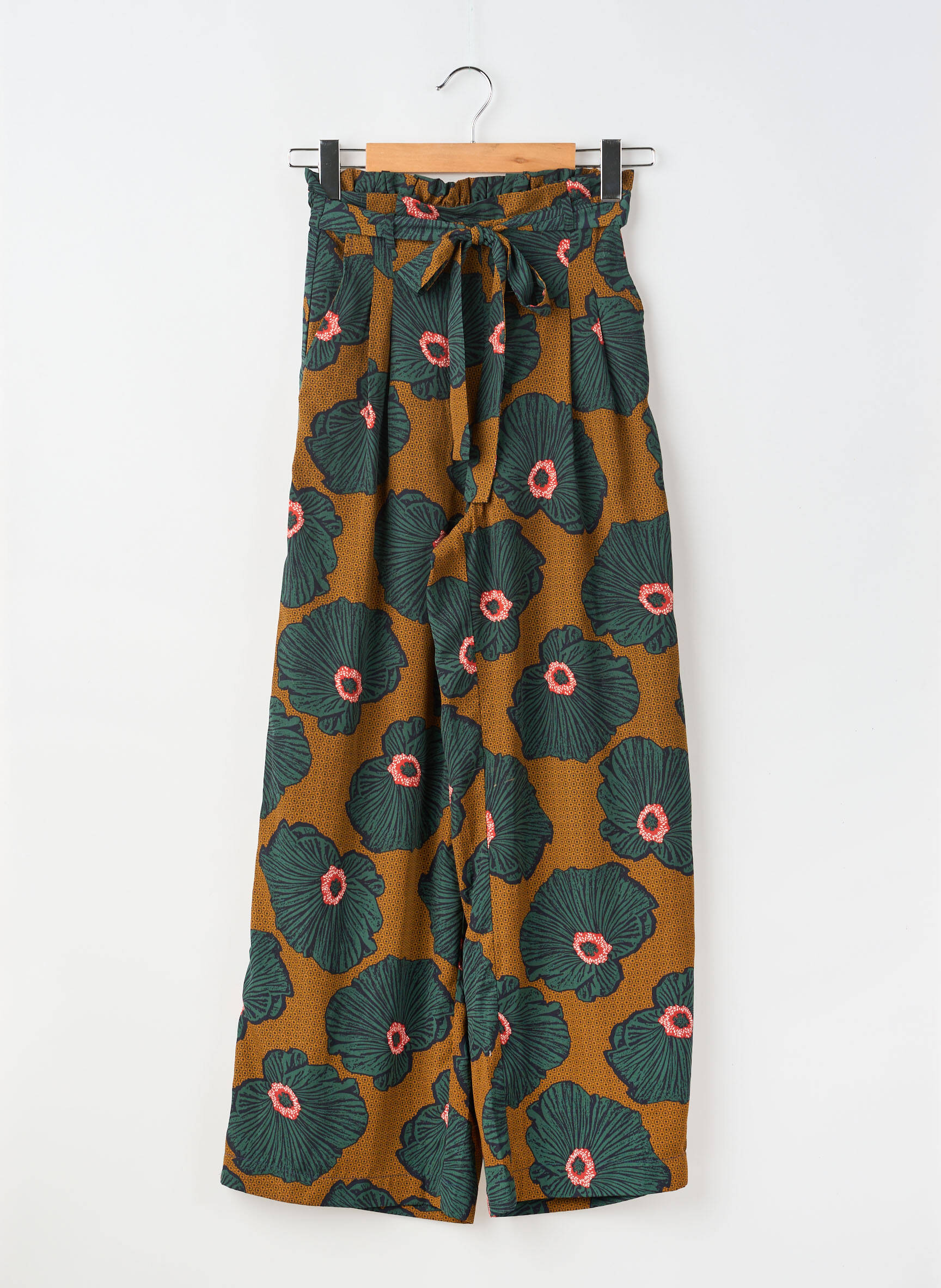 Pantalon large tissage popeline taille normale vert SKIES ARE BLUE femme