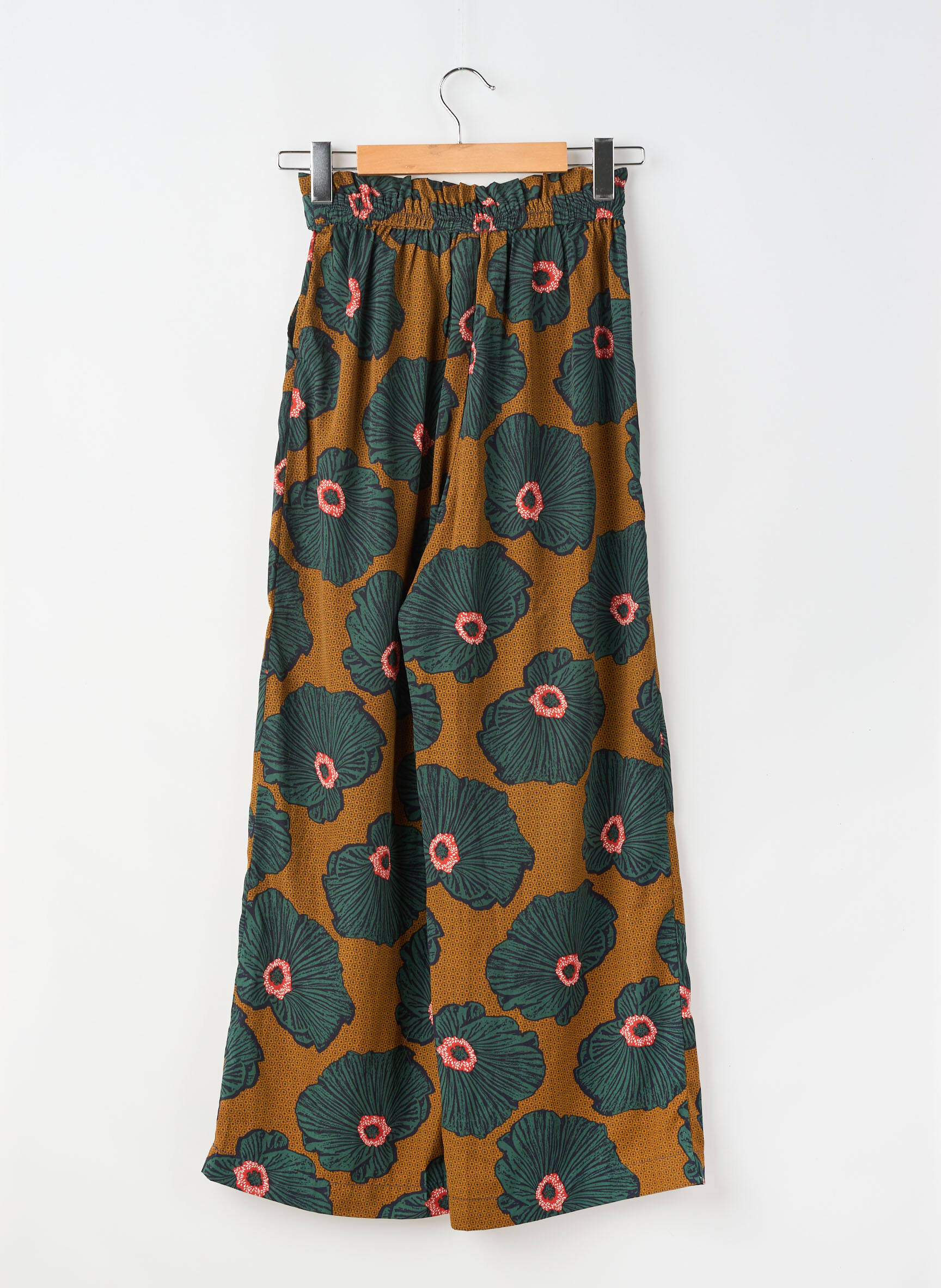 Pantalon large tissage popeline taille normale vert SKIES ARE BLUE femme