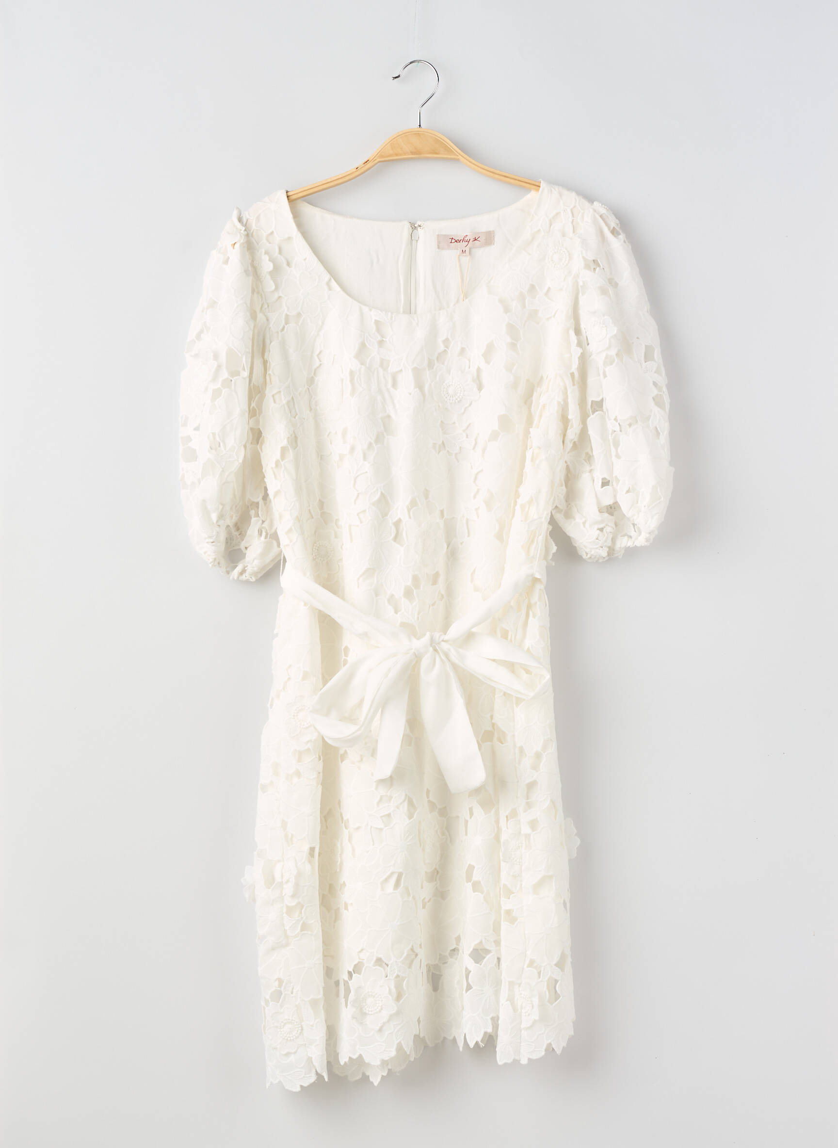 Robe mi-longue fermeture zippée au dos manches courtes blanc DERHY femme