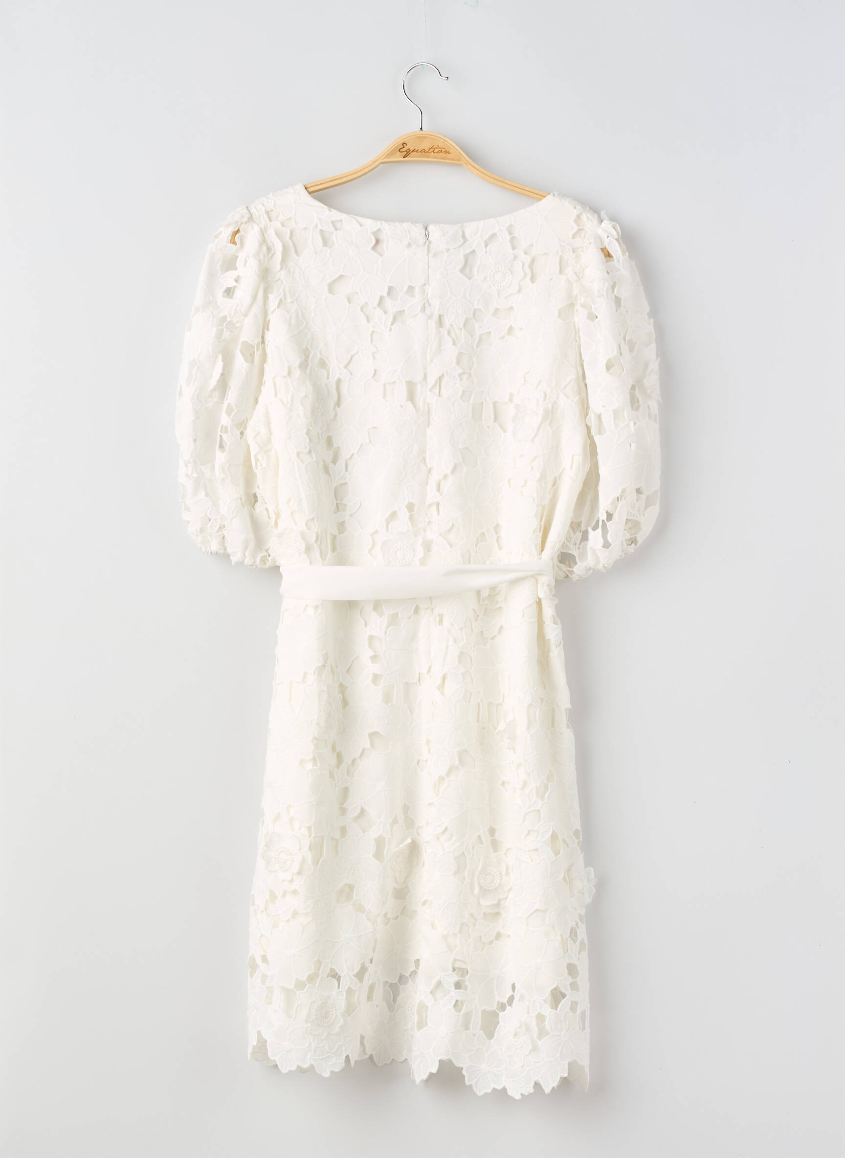 Robe mi-longue fermeture zippée au dos manches courtes blanc DERHY femme