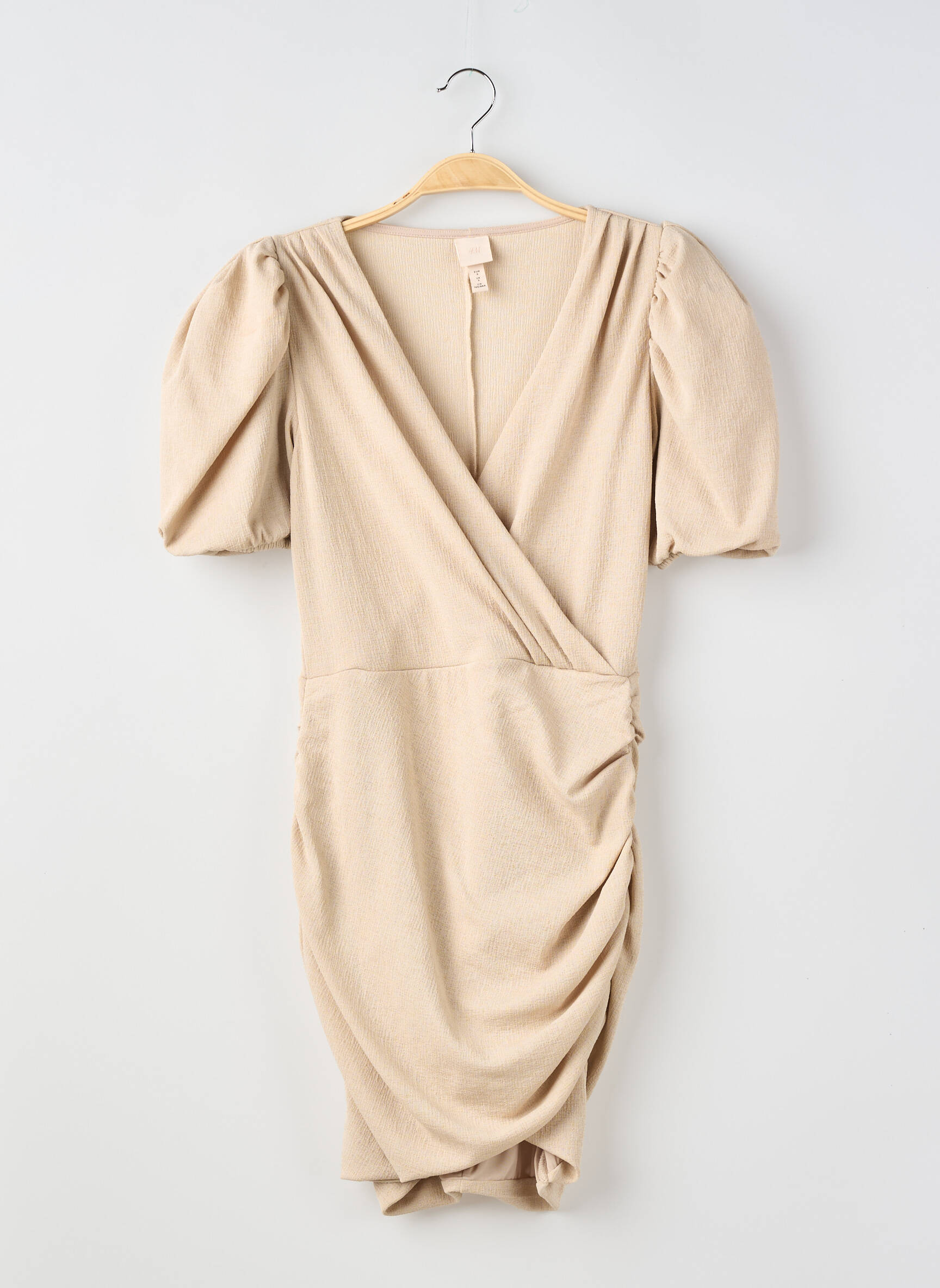 Robe courte manches courtes manches courtes beige H&M femme