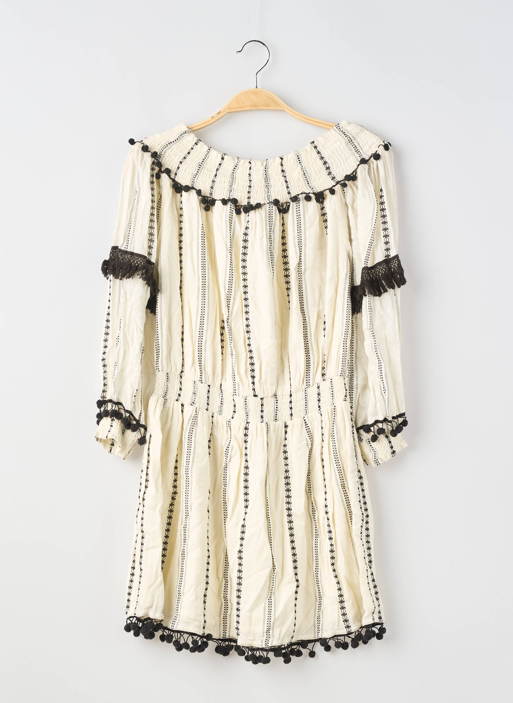 Robe courte manches longues manches longues beige TULAROSA femme