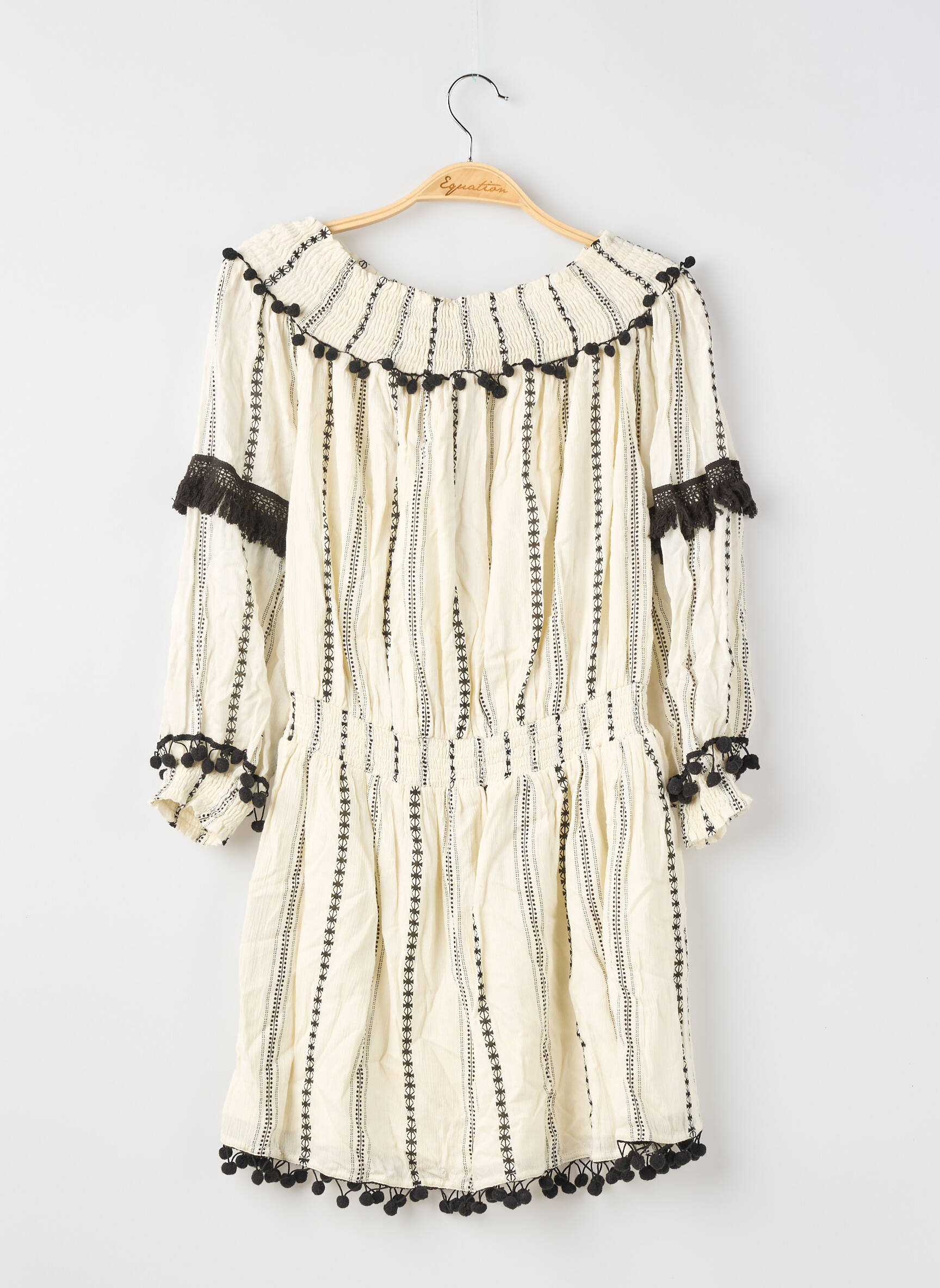 Robe courte manches longues manches longues beige TULAROSA femme