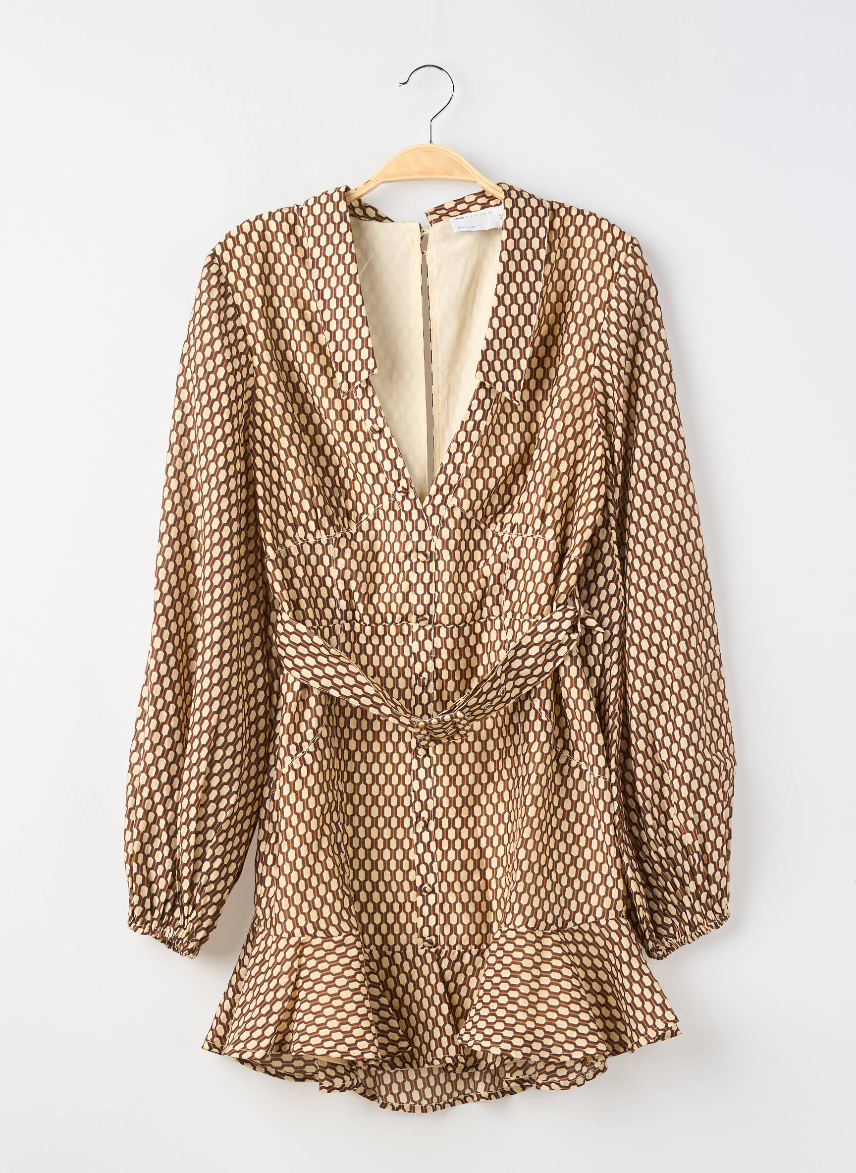 Robe courte manches longues manches longues marron ASOS femme