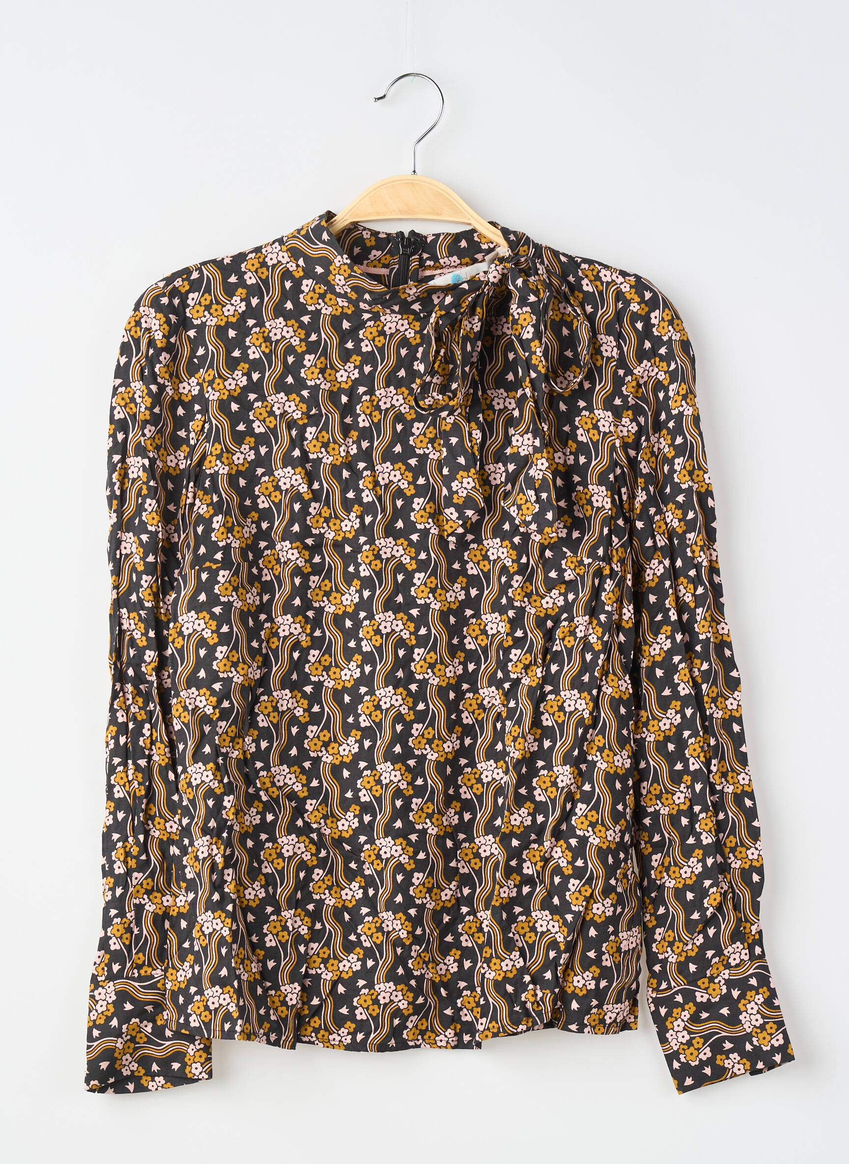 Blouse tissage popeline manches longues noir BODEN femme