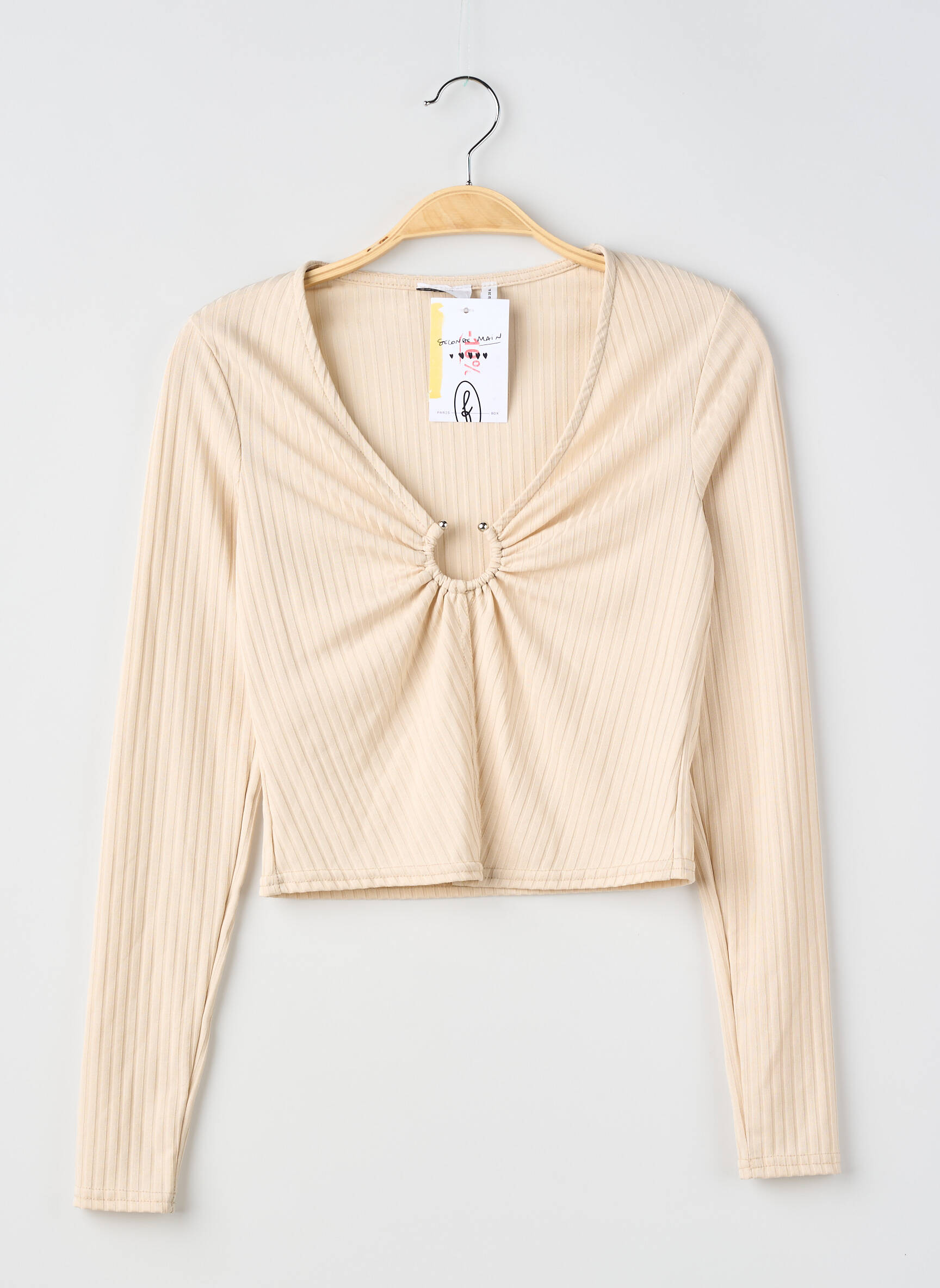 Top stretch manches longues beige ASOS femme