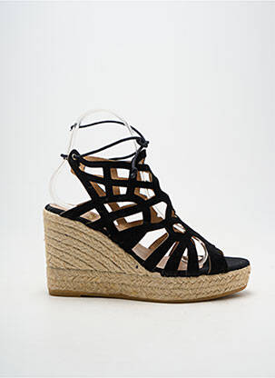 Espadrilles fermeture lacets talon de 7 à 9cm noir KANNA femme