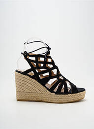 Espadrilles fermeture lacets talon de 7 à 9cm noir KANNA femme