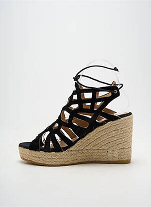 Espadrilles fermeture lacets talon de 7 à 9cm noir KANNA femme