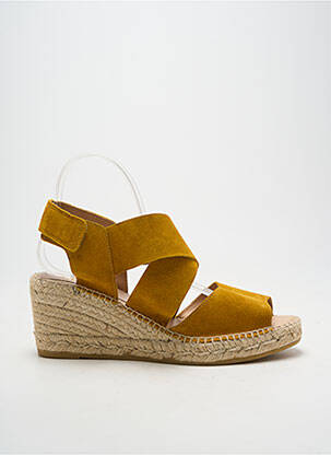 Espadrilles bout ouvert talon de 7 à 9cm jaune KANNA femme