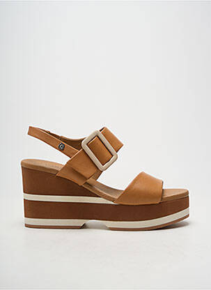 Sandales/nu pieds matière lisse talon de 7 à 9cm marron CARMELA femme