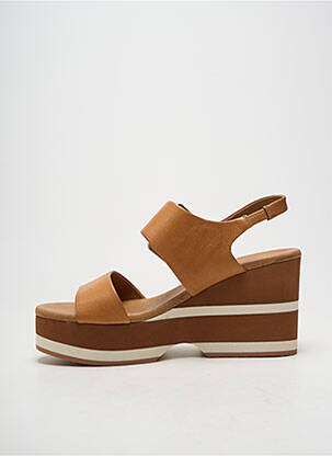 Sandales/nu pieds matière lisse talon de 7 à 9cm marron CARMELA femme