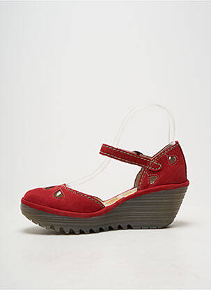Sandales/nu pieds matière lisse talon de 4 à 6cm rouge FLY LONDON femme
