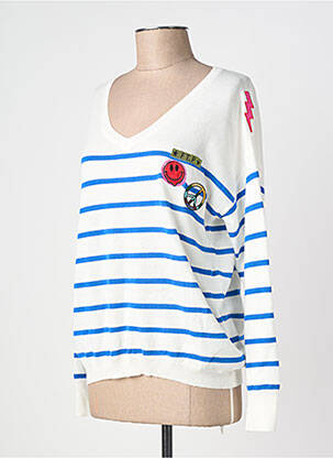Pull col v manches longues blanc FREEMAN T.PORTER femme