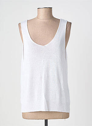 Top coupe fluide fines bretelles blanc STUDIO PARISIEN femme