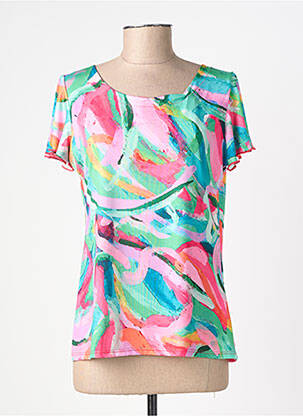 Top imprimé fantaisie manches courtes bleu GENUINE femme