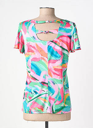 Top imprimé fantaisie manches courtes bleu GENUINE femme