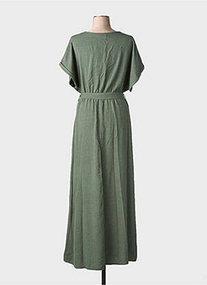 Robe longue manches courtes manches courtes vert GRACE & MILA femme
