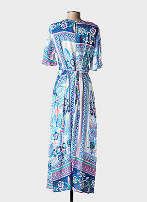 Robe longue imprimé fantaisie manches courtes bleu C'EST BEAU LA VIE femme