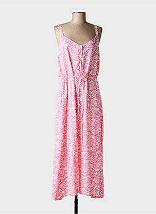 Robe longue imprimé fantaisie fines bretelles rose C'EST BEAU LA VIE femme