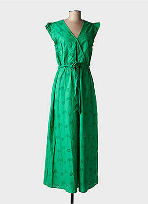 Robe longue manches courtes manches courtes vert C'EST BEAU LA VIE femme