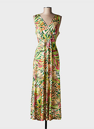 Robe longue imprimé fantaisie sans manche vert GENUINE femme