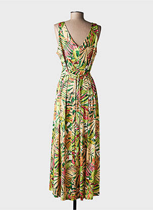 Robe longue imprimé fantaisie sans manche vert GENUINE femme