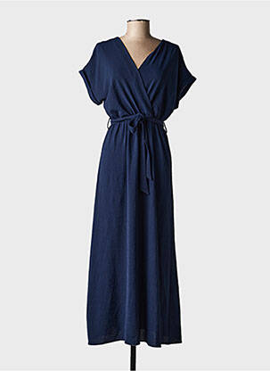 Robe longue manches courtes manches courtes bleu GRACE & MILA femme
