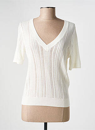 Pull coupe cintrée manches courtes blanc FREEMAN T.PORTER femme